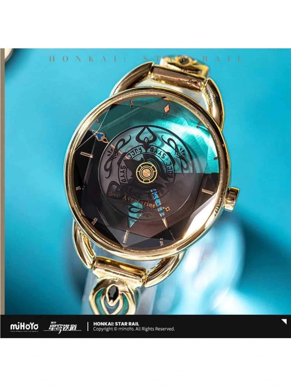 MiHoYo Official Honkai : Star Rail Aventurine Wrist Watch with a Milanese Strap